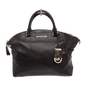 Michael Kors Riley Black Pebbled Leather Satchel Bag